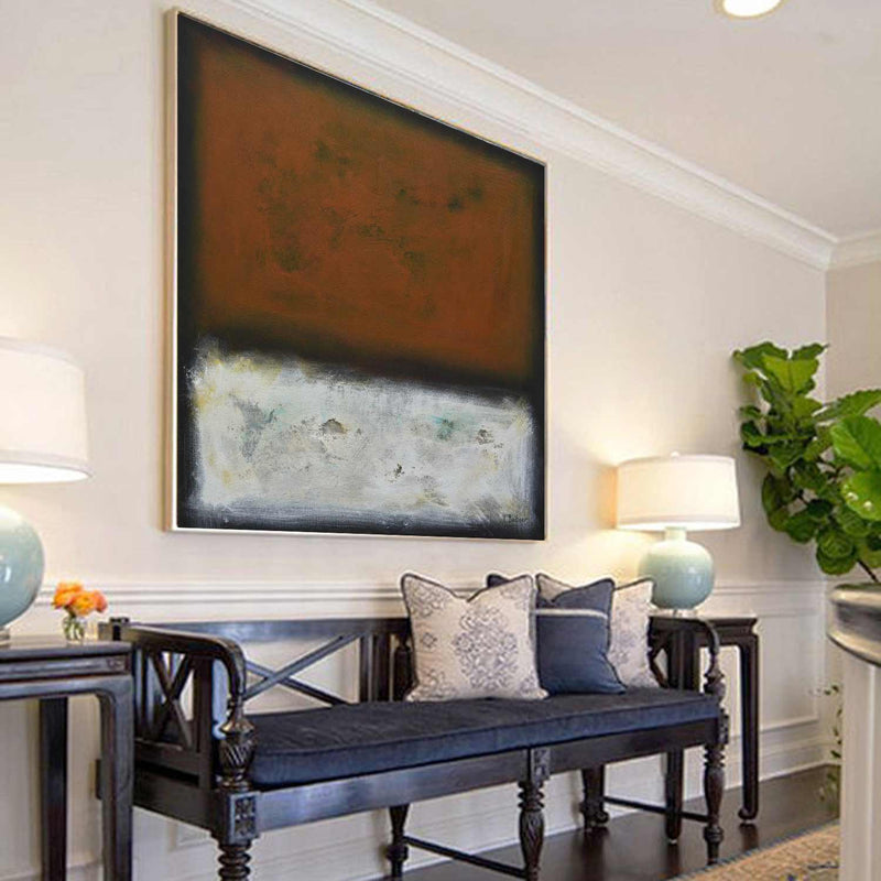 48x48 Modernist Painting Art On Canvas Present Day Artwork Red White