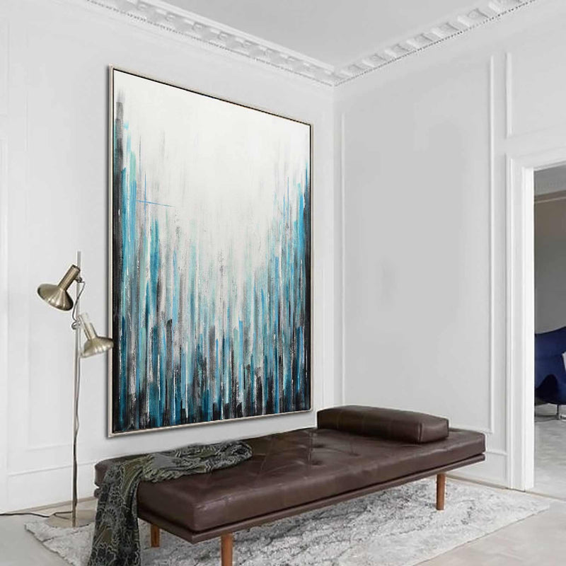 Abstract Stripes Painting Blue White