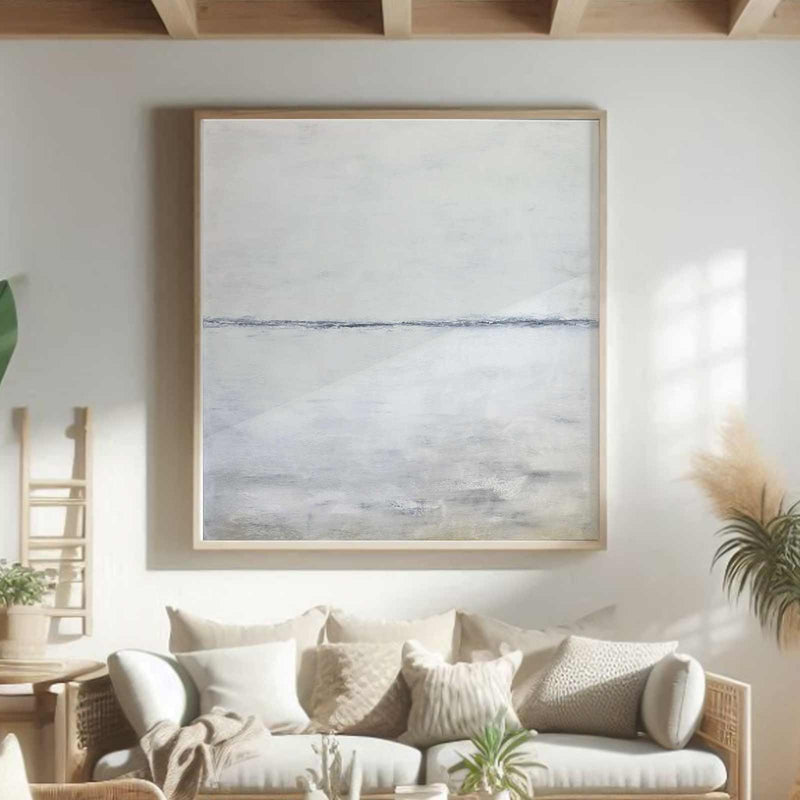 Bright Oversized Light Painting Sandy Beach Simplistic Wall Art Oil