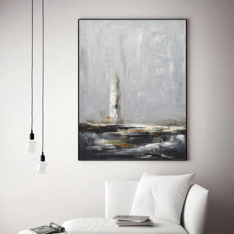 Coastal Abstract Painting Lighthouse Artwork On Canvas