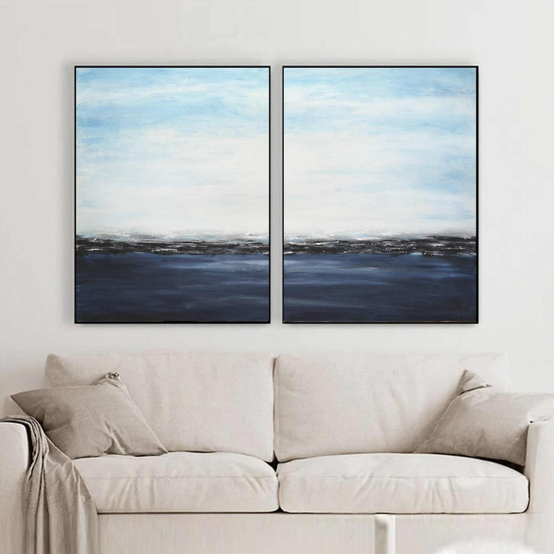 Coastal Scene Abstract 2 Piece Painting Beach Theme Art