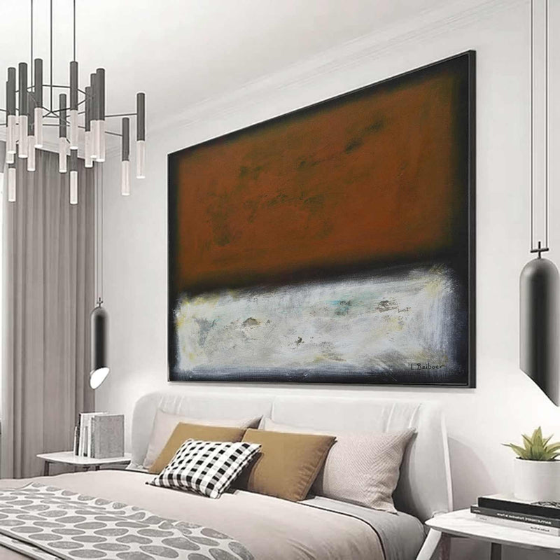 Color Field Painting Red White above bed