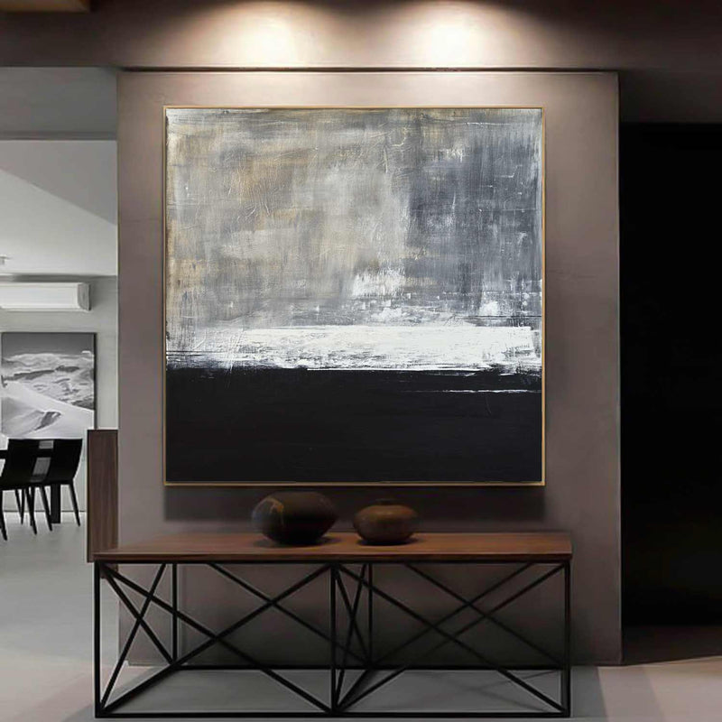 Contemporary Framed Painting Original Interior Design Huge Square Art