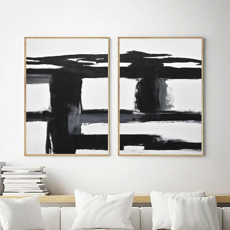 Geometric Diptych Artwork Oversized For Office Paintings