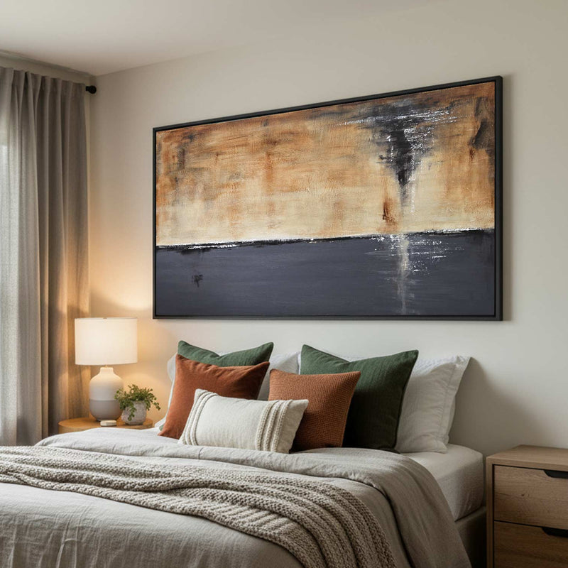 Gray Brown Large Panorama Modern Abstract Wall Art Decor