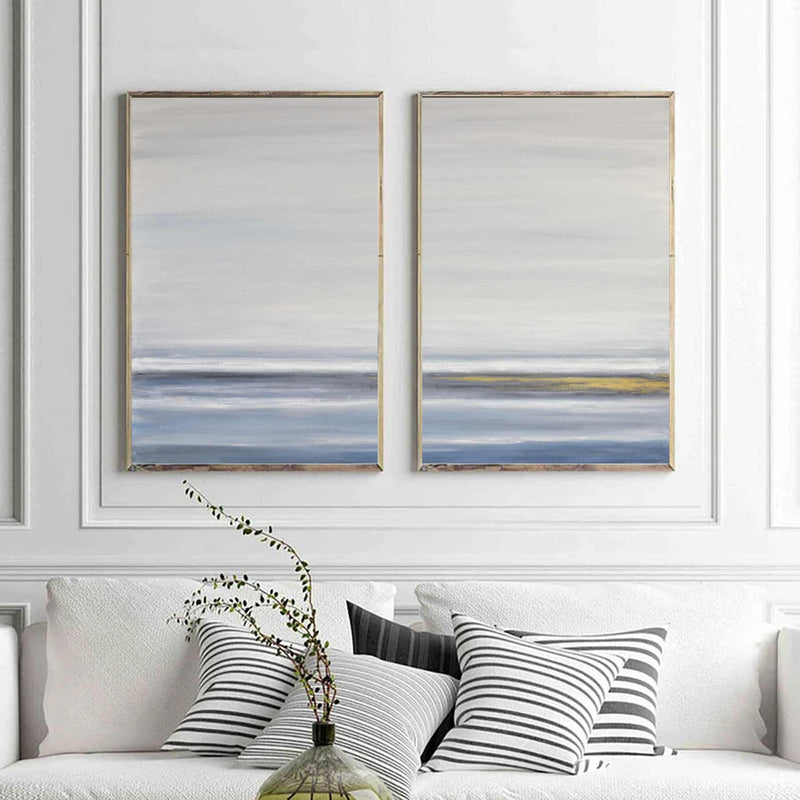 High End Paintings Blue Gold Two Piece Wall Art