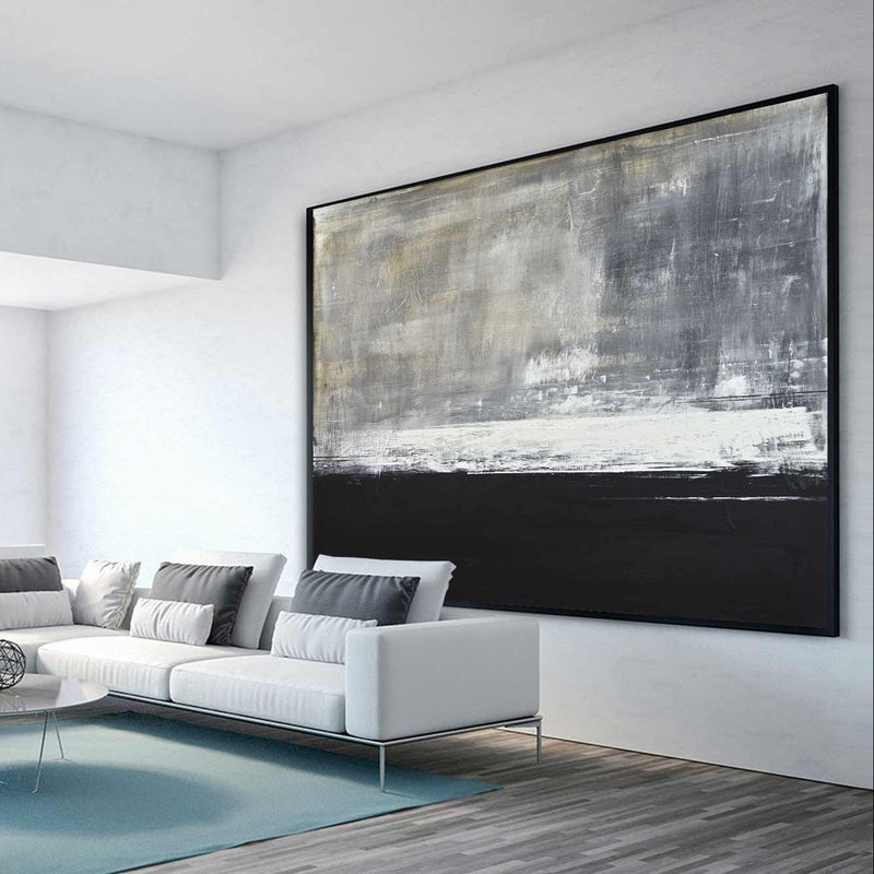 Home Office Painting Very Large Art Contemporary Black Beige