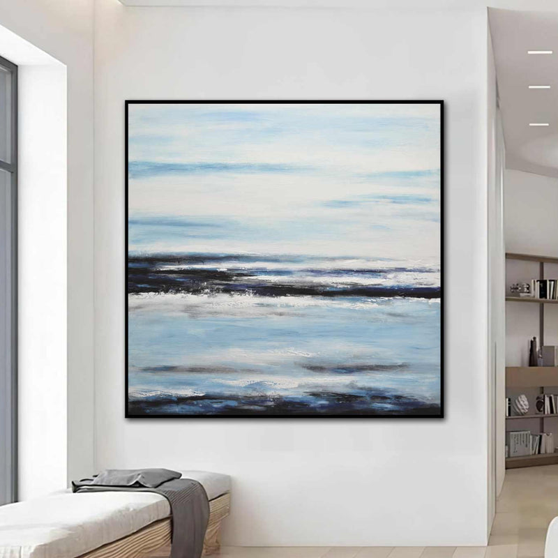 Impressionist Art On Canvas Oil Painting Blue American Artist Peaceful Picture