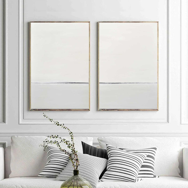 Light Uncluttered Wall Art on Canvas Neutrals 100% Hand Painted