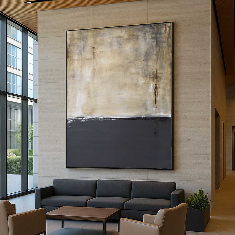 Minimalist Painting On Canvas Brown Gray Art Tranquility Canvas