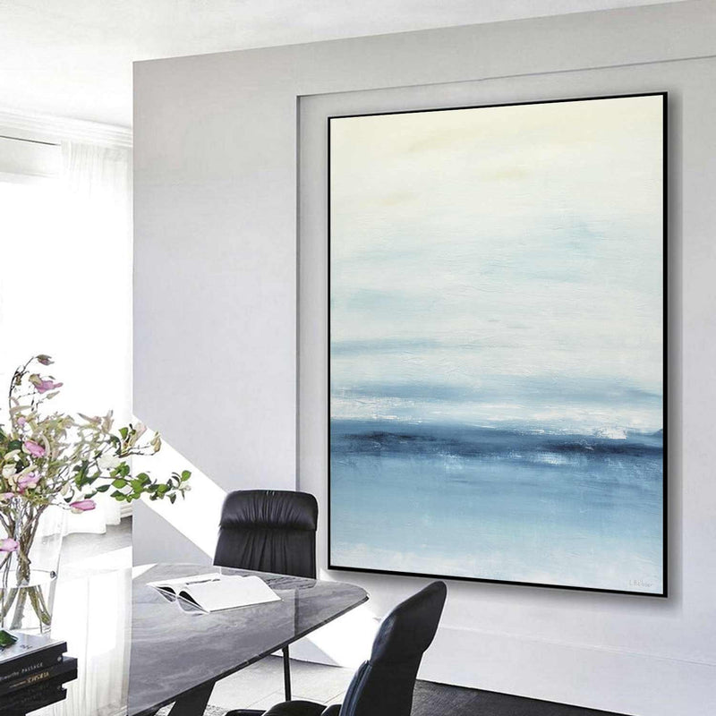 Modern Interior Painting Big Artwork Paynes Gray Blue Seascape