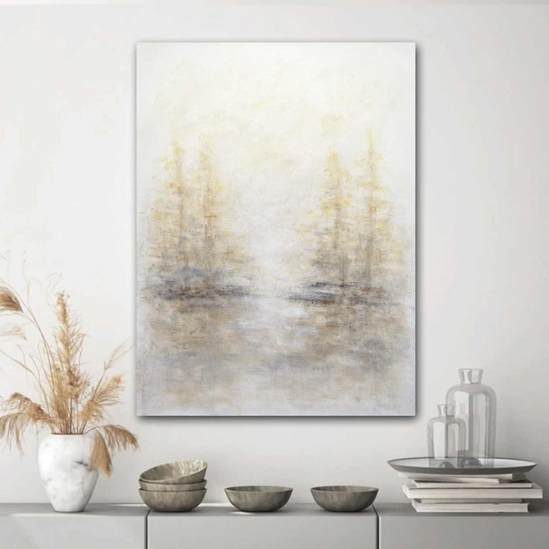 Original Abstract Landscape Trees Painting on wall