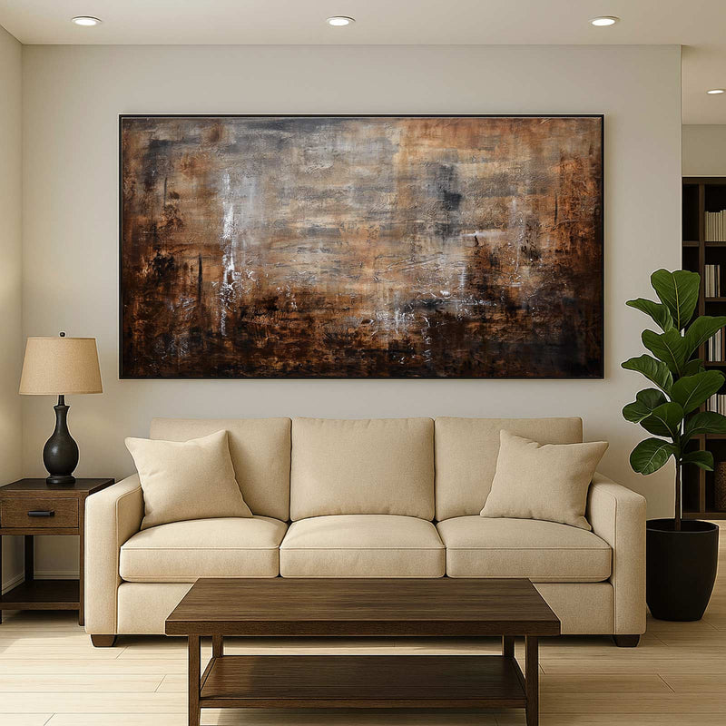 Original Horizontal Brown Painting Abstract Art Living Room