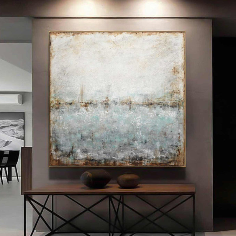 Square Modern Framed Contemporary Artwork 48x48 Ready To Hang Art