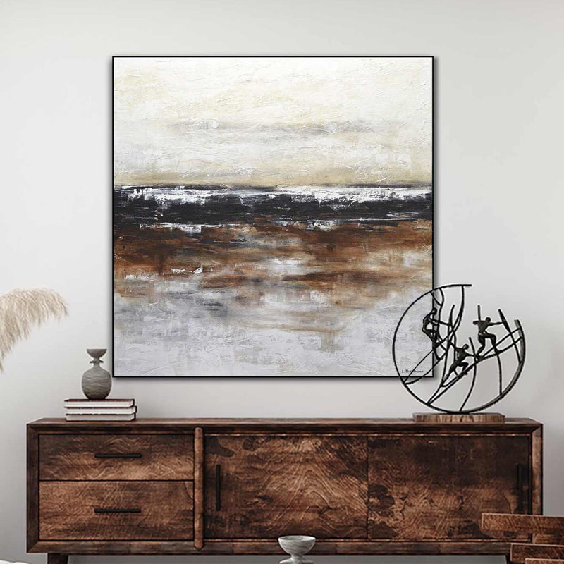 Original Neutral Warm Colors Painting Palette Knife 3d Textures For Hallway