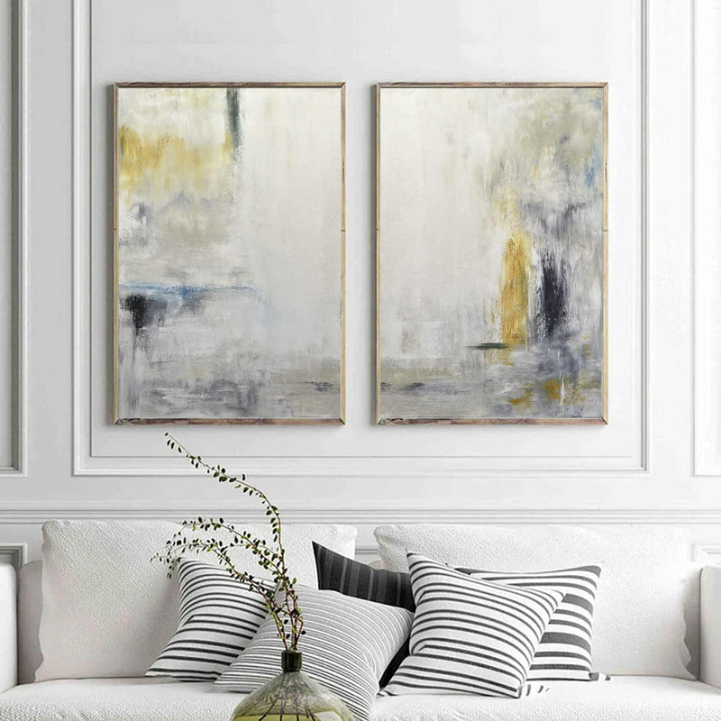 Pair Of Abstract Paintings Modern Hand Painted Home Decor