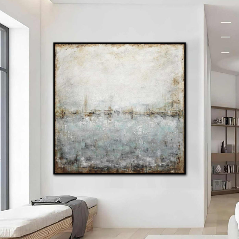Square Modern Framed Contemporary Artwork 48x48 Ready To Hang Art