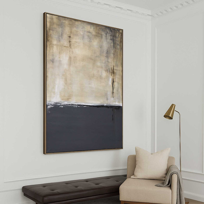 Minimalist Painting On Canvas Brown Gray Art Tranquility Canvas