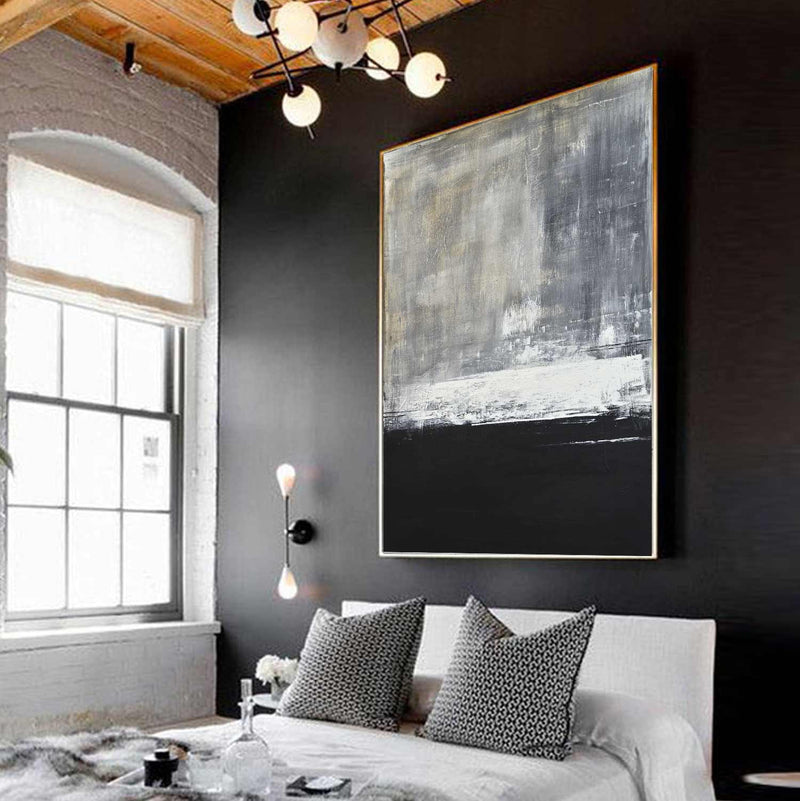 vertical Rich Abstract Art Giant Wall Painting Wood Framed Industrial Design