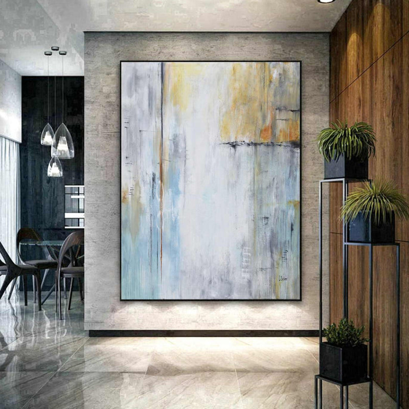 Vertical Abstract Layered Acrylic Painting