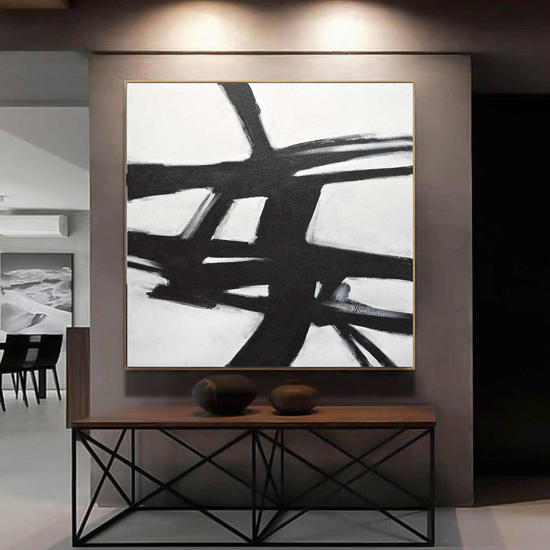 Wood Framed Enormous Painting Vintage Creative Art Style For Office