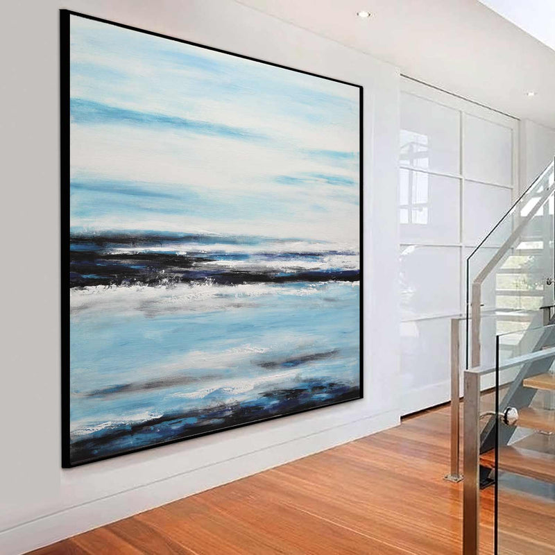 Impressionist Art On Canvas Oil Painting Blue American Artist Peaceful Picture