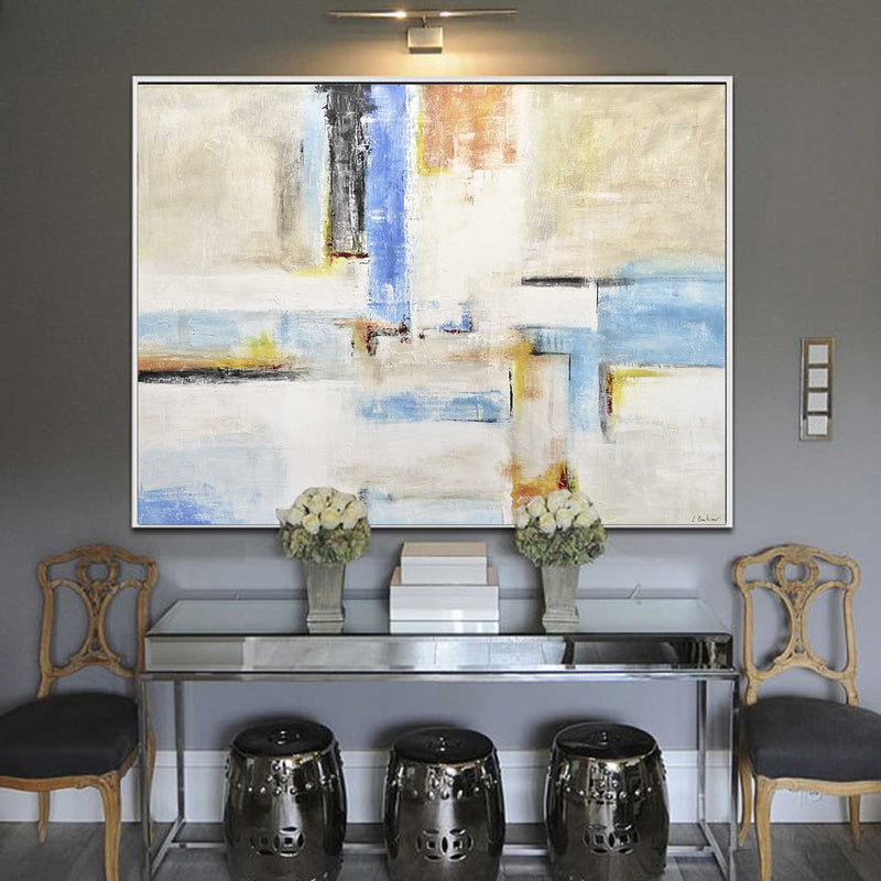 Geometric Abstract Painting Above Couch