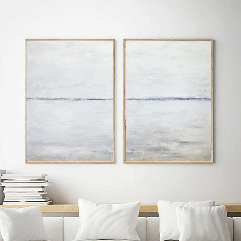 Handmade Light Natural Tones Painting diptych