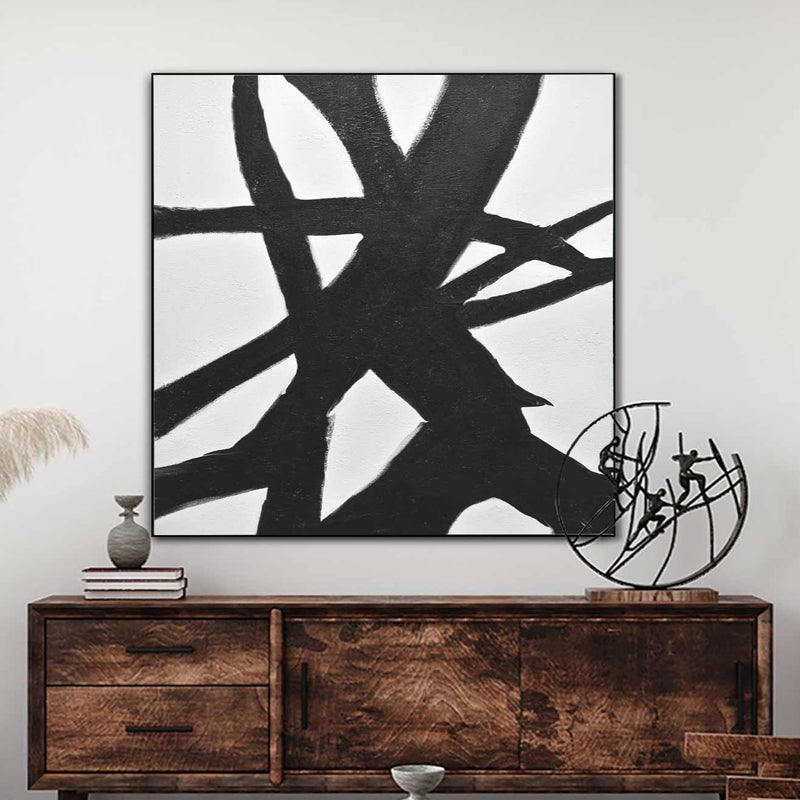 black white abstract tree painting