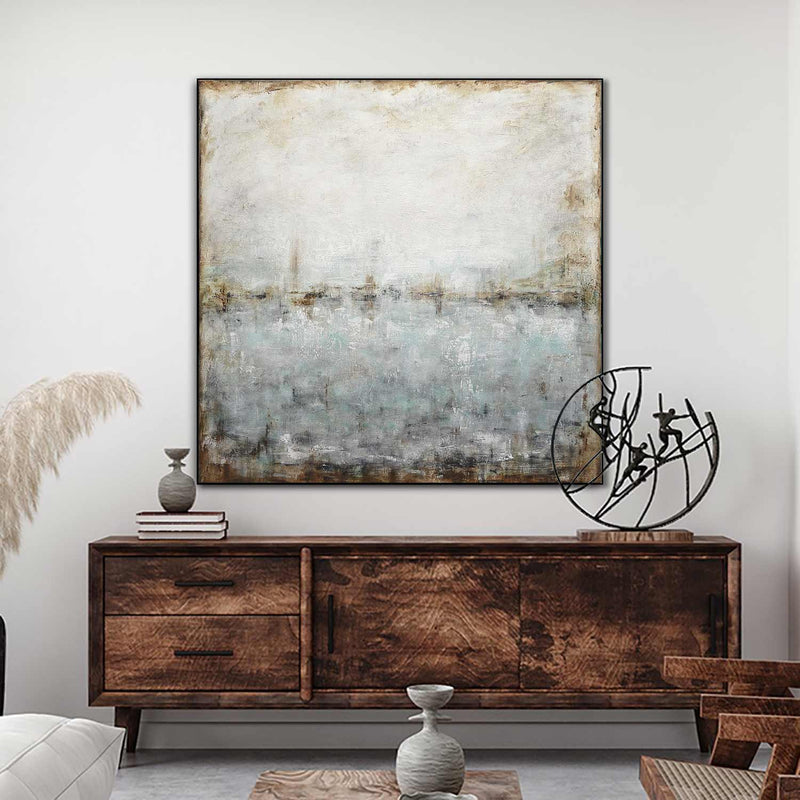 Square Modern Framed Contemporary Artwork 48x48 Ready To Hang Art