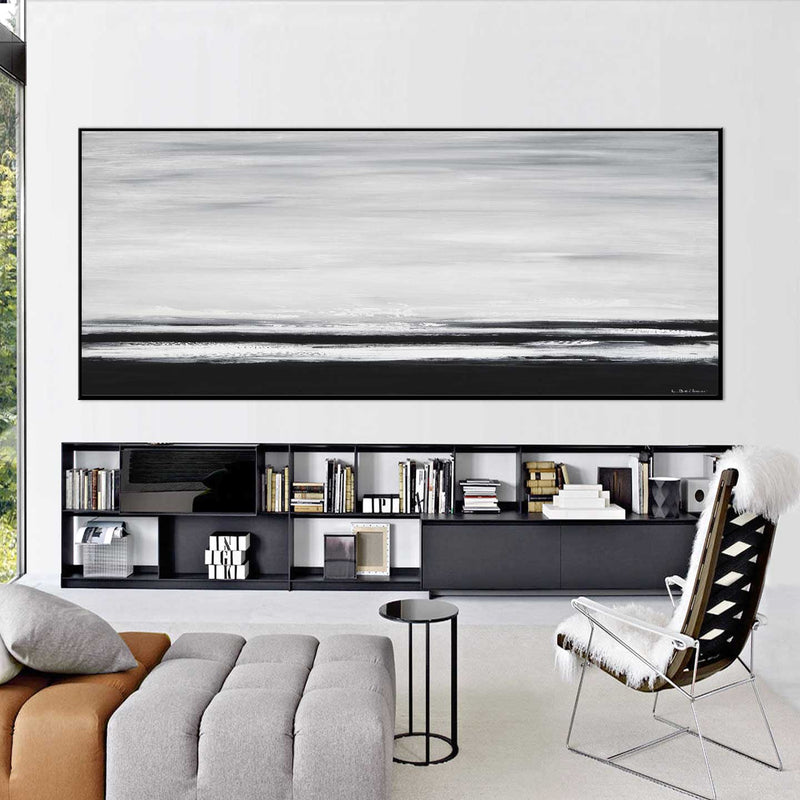 black and white landscape painting