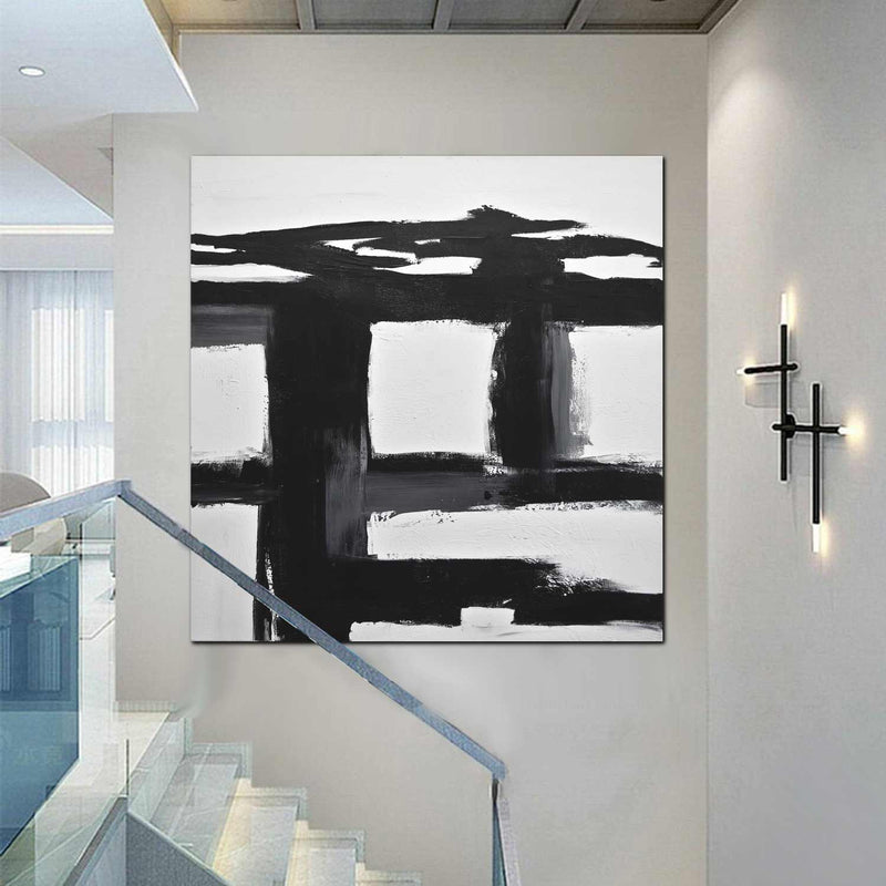 Vintage Wall Art Monochrome Very Large Painting For Wall Decoration