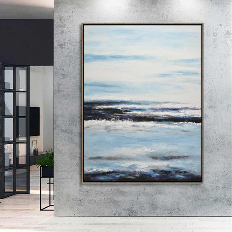 Seashore Painting On Canvas Blue