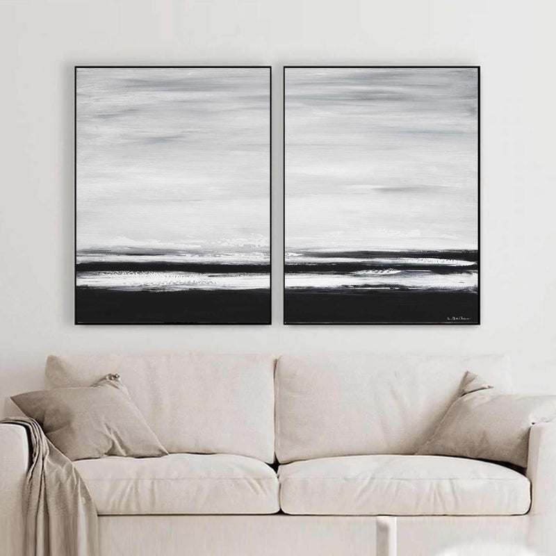 Hotel Lobby Paintings Diptych Dark Landscape Abstracts