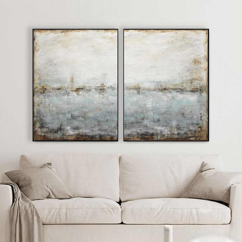 diptych Art On Canvas Interior Design Green Blue Paintings