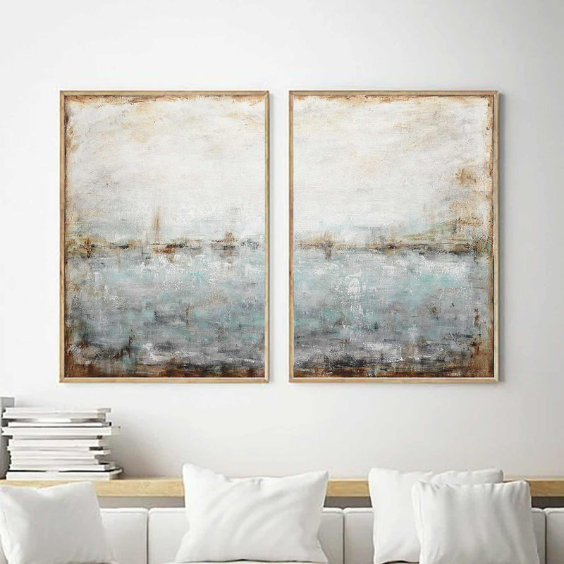 diptych Art above couch On Canvas Interior Design