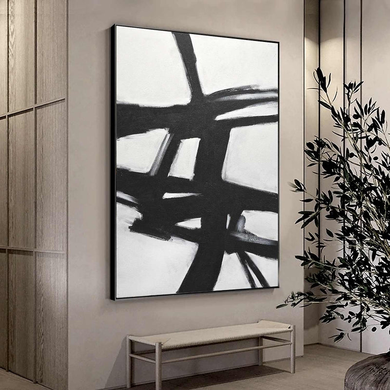 expressionism Geometric Forms Expressive Abstract Black White Painting Atomic Era