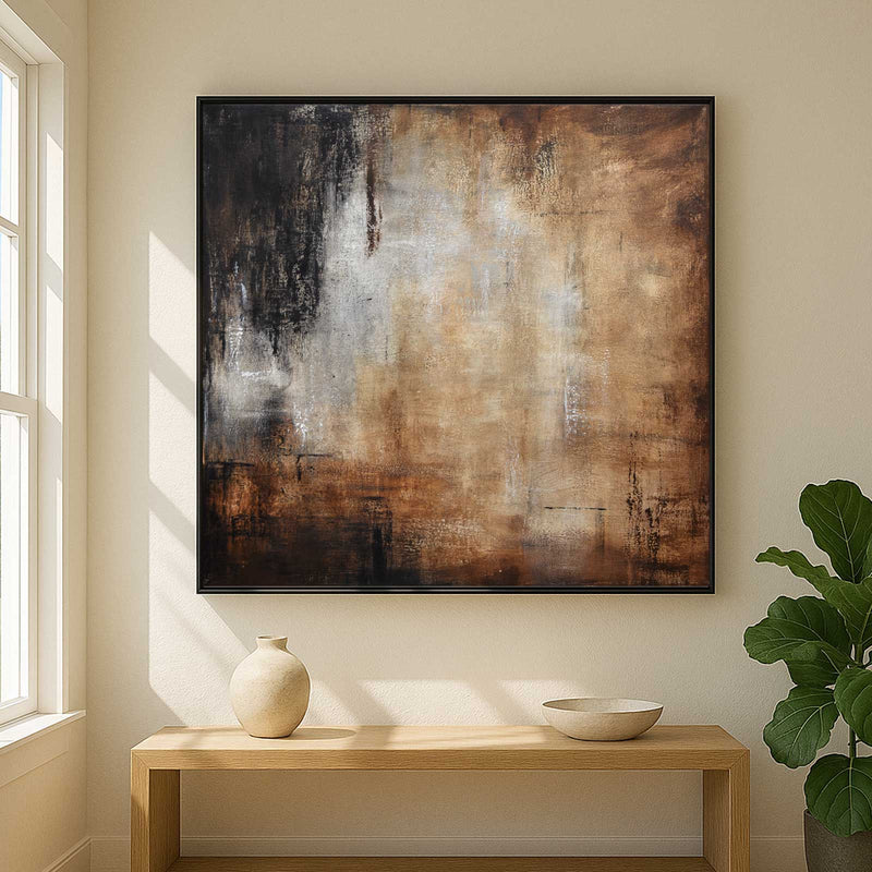 interior design Oversized Wall Art On Canvas Umber Beige Painting Dining Room