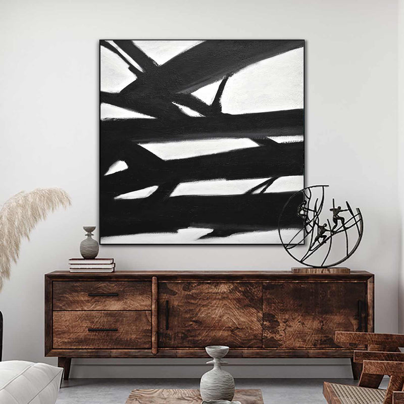 kline style Expressionist Painting XL Canvas Silhouette Art Modern Interior
