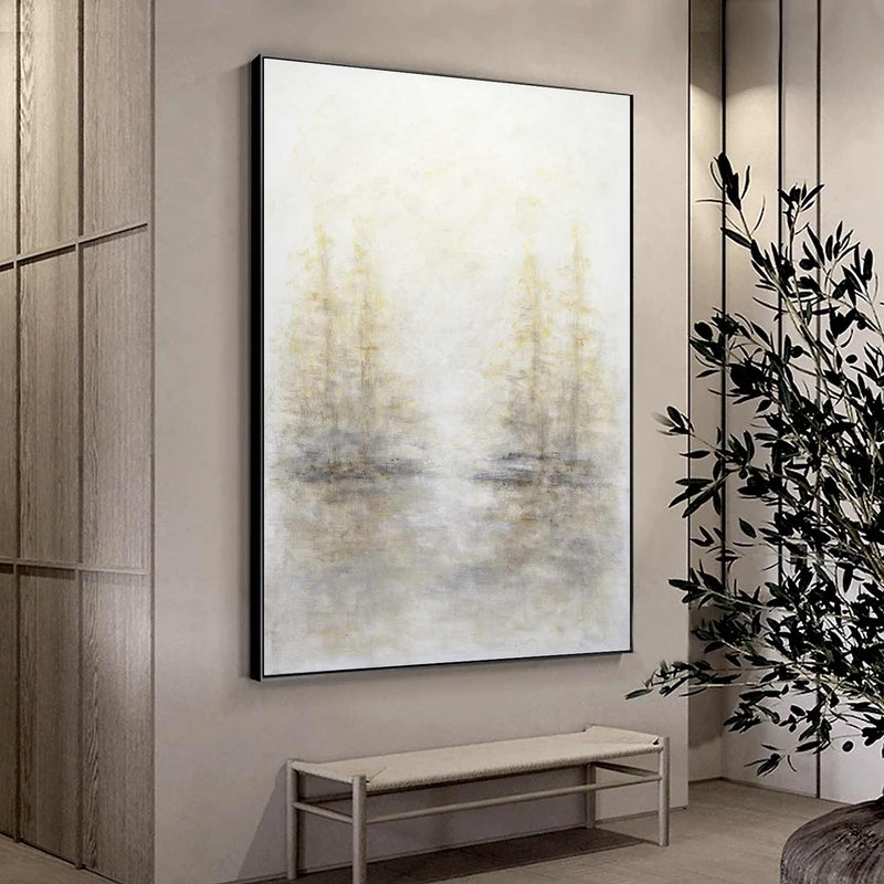 abstract landscape Handmade Soft Color Painting For Livingroom Unique Framed Canvas