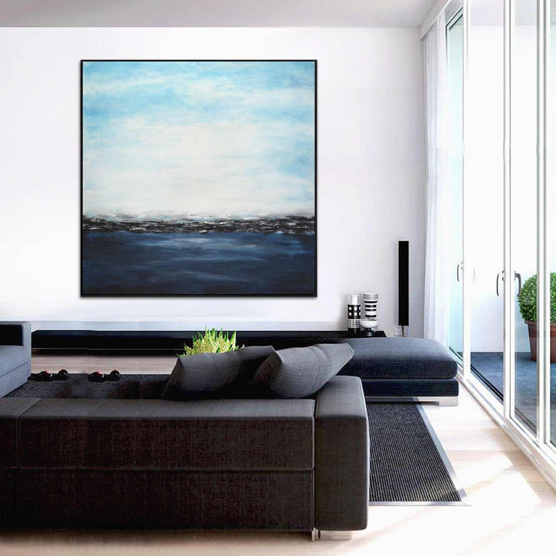 large abstract Hand Painted Large Ocean View Painting Hotel Lobby