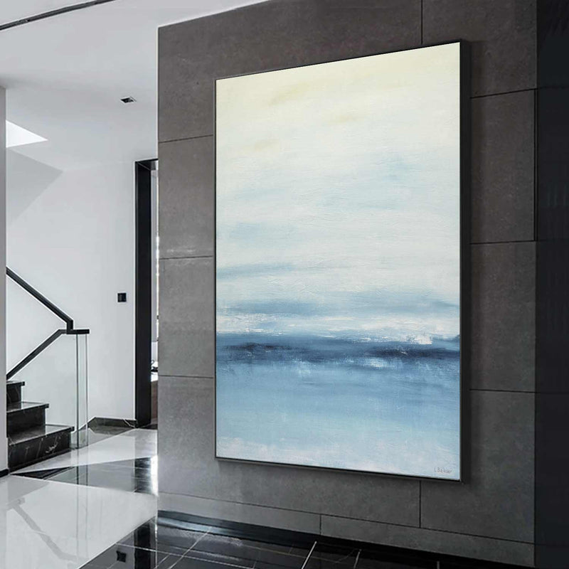 Modern Interior Painting Big Artwork Paynes Gray Blue Seascape