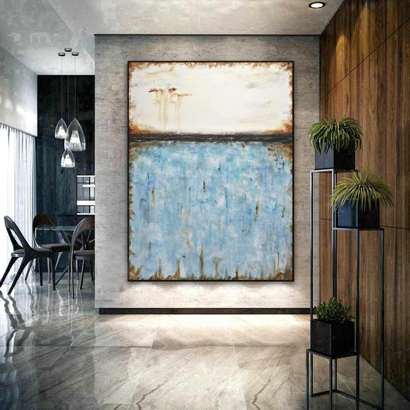 large Nordic Abstract Art Painting By American Artist Hand Crafted Vibrant