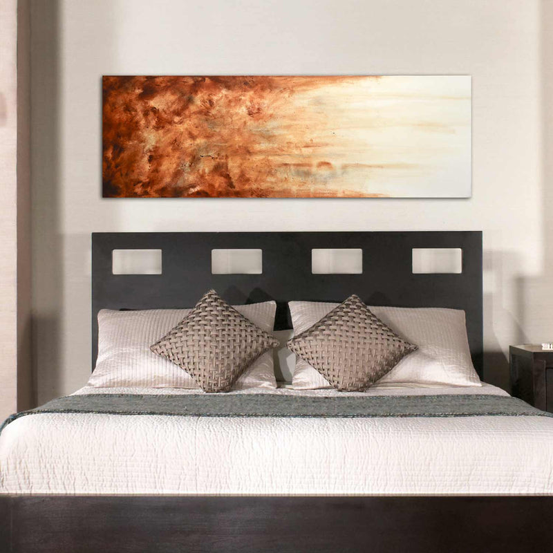 Pouring Paint Fluid Abstract Painting Warm Brown Long Thin Frame
