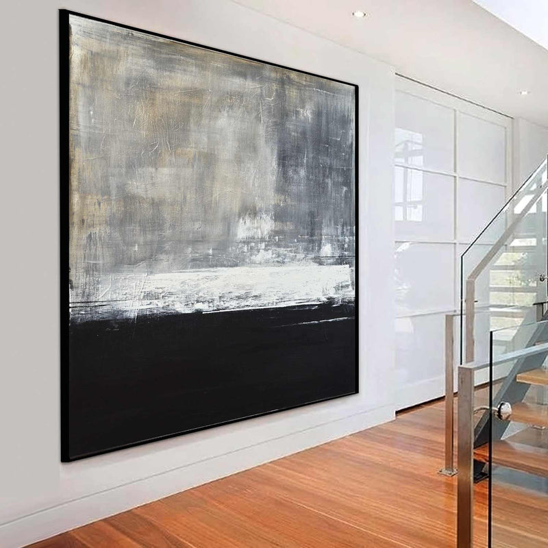 Contemporary Framed Painting Original Interior Design Huge Square Art