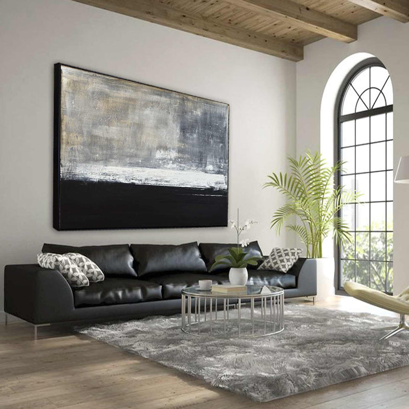 Home Office Painting Very Large Art Contemporary Black Beige