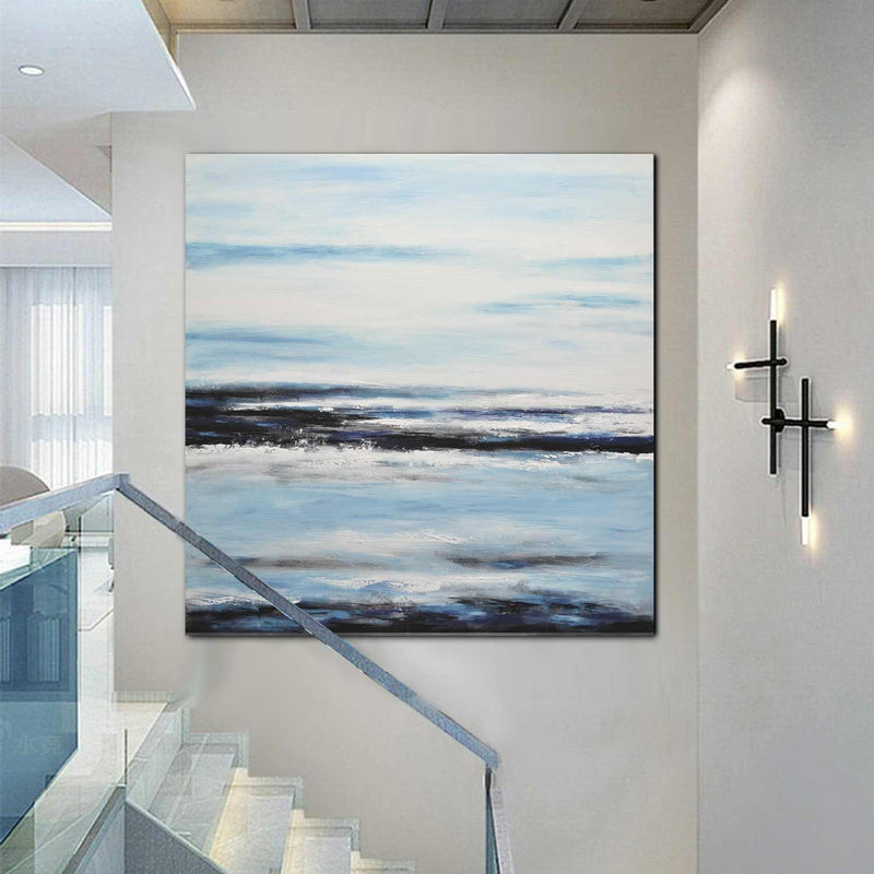 Impressionist Art On Canvas Oil Painting Blue American Artist Peaceful Picture