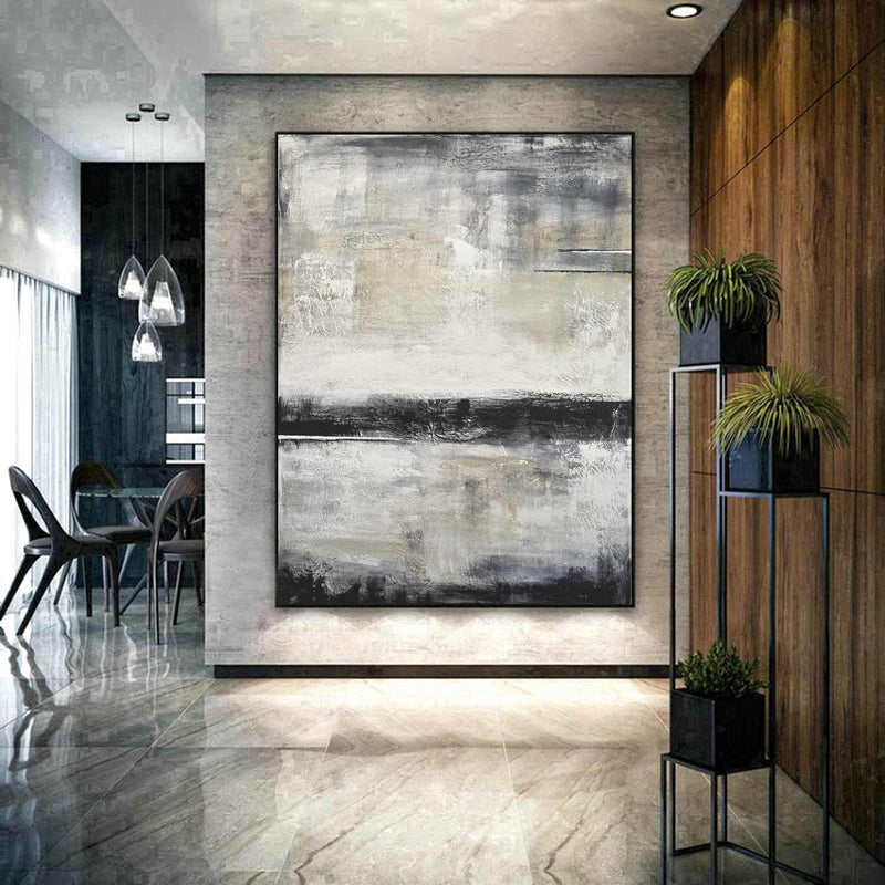 beige black oil painting