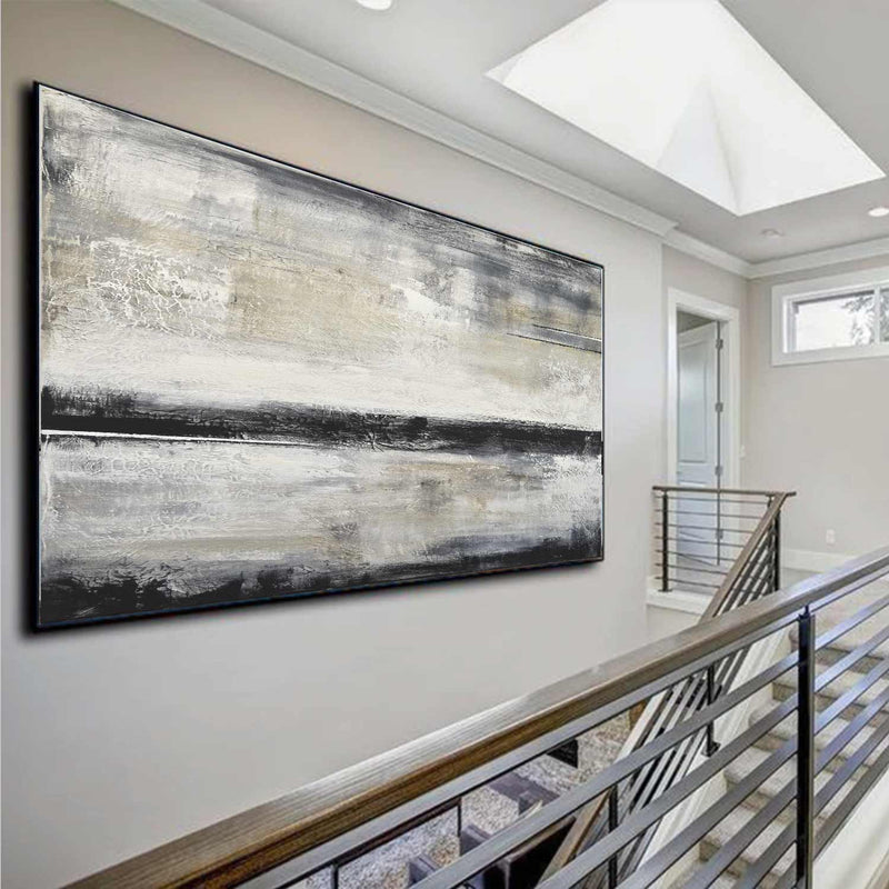Black Band Wide Panorama Artwork Over Bed Line Horizon Textures hallway