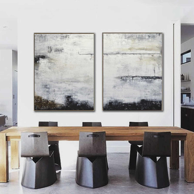 set of 2 Art For Big Walls Brown Black Diptych